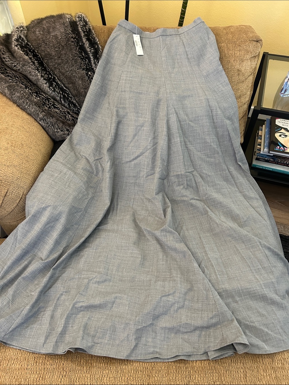 Classic Light Gray A-Line Maxi Skirt